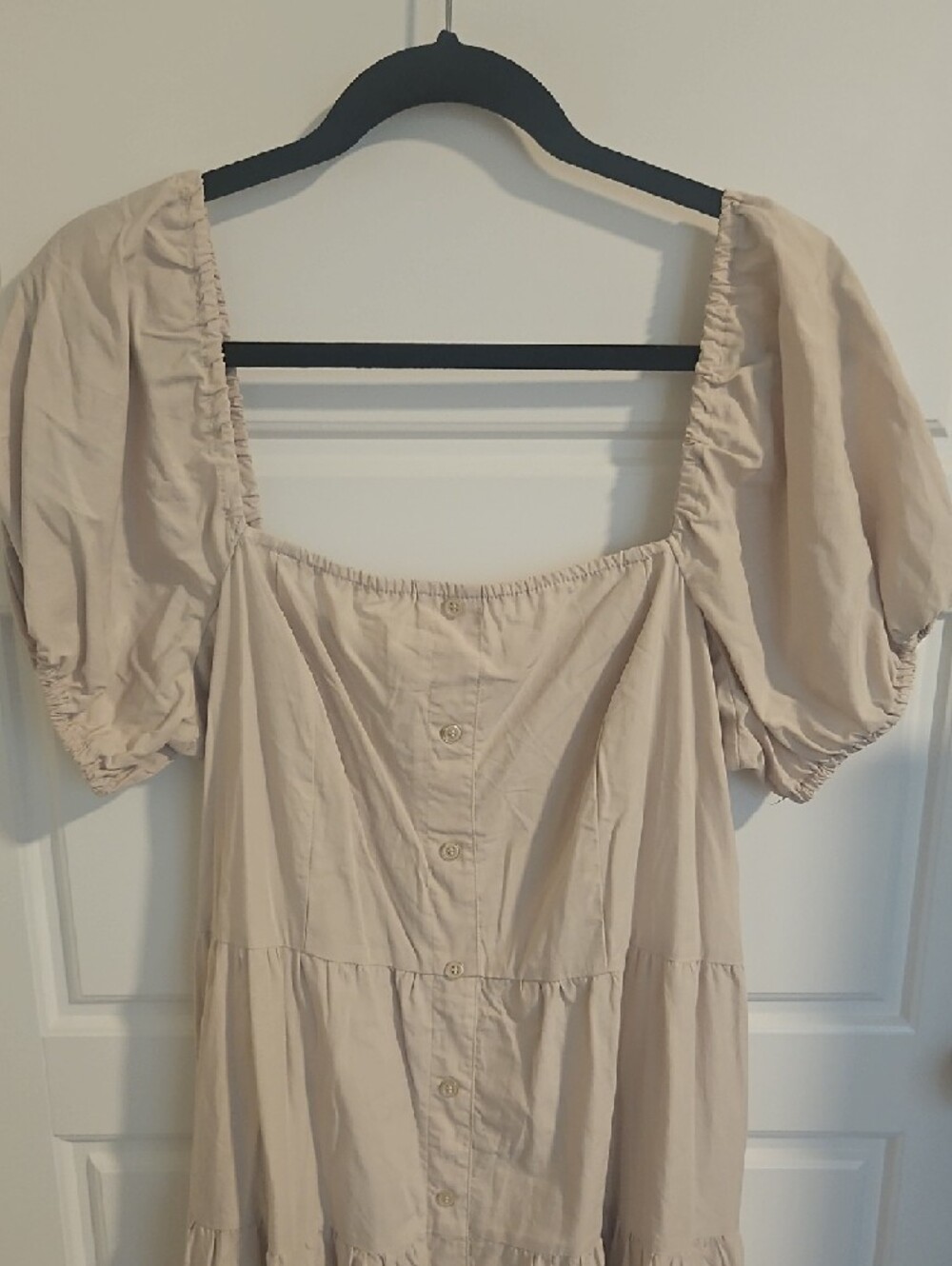 Time and Tru Cream Puff-Sleeve Tiered Maxi Dress - Picture 2 of 7